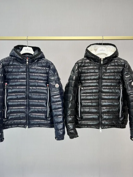 Hochwertige Moncler Mäntel Schwarz Kariert Luxus