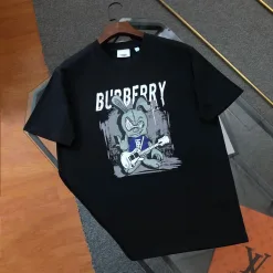 Luxus Burberry Kurzarm Schwarz Baumwolle Stil