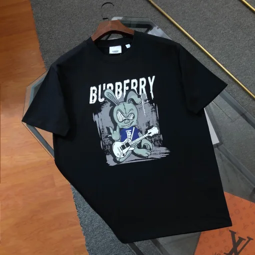 Luxus Burberry Kurzarm Schwarz Baumwolle Stil