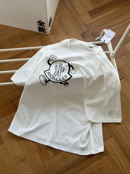 Luxus Moncler Kurzarm Weiß Logo Luxus
