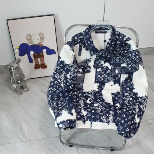 Premium Qualität Louis Vuitton Jacken Sky Denim Print Luxus