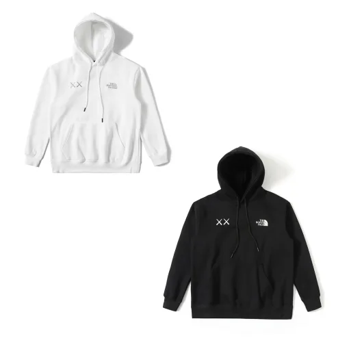 Hochwertige The North Face Sweatshirts Schwarz Baumwolle Stickerei Stil