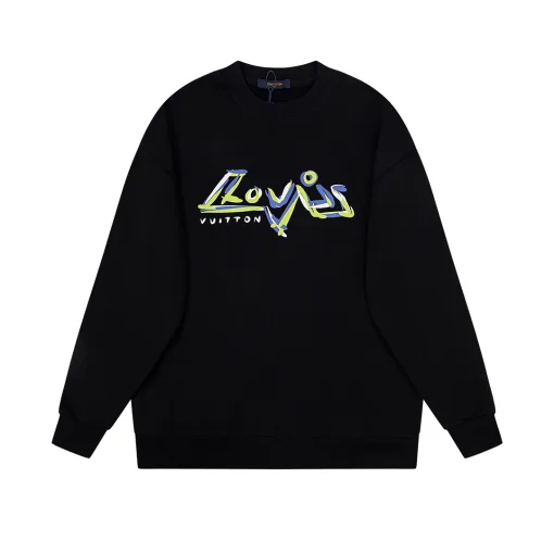 Premium Louis Vuitton Hoodie Schwarz verwaschen Luxus