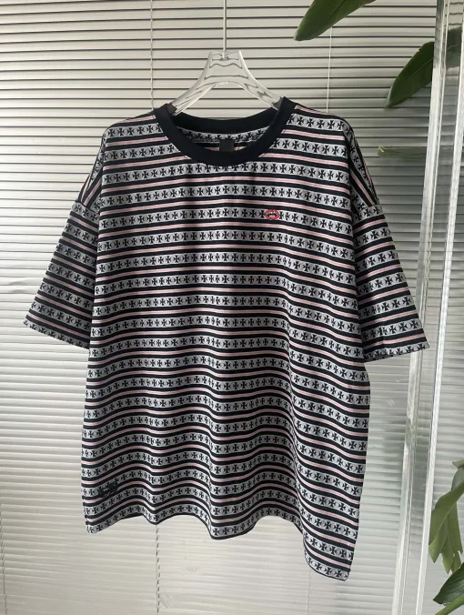 Meistverkaufte Chrome Hearts Kurzarm Schwarz Strick Gestreift Luxus