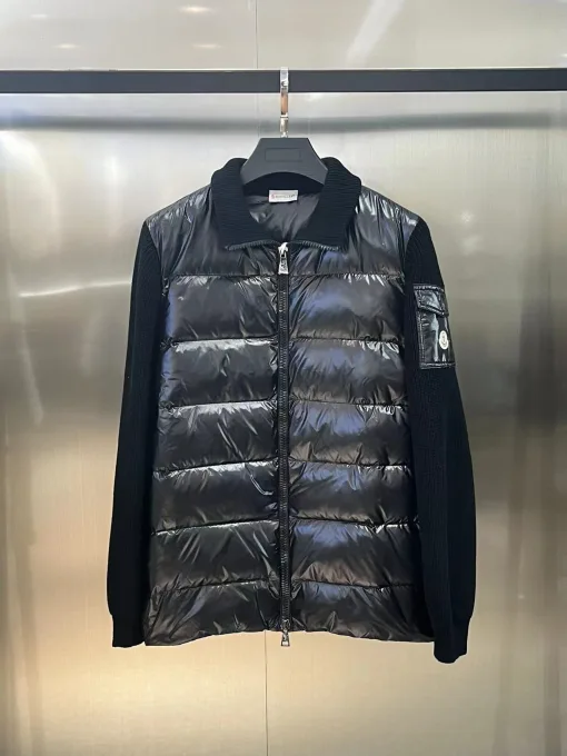 Premium Qualität Moncler Langarm Schwarz Strick Solid Luxus