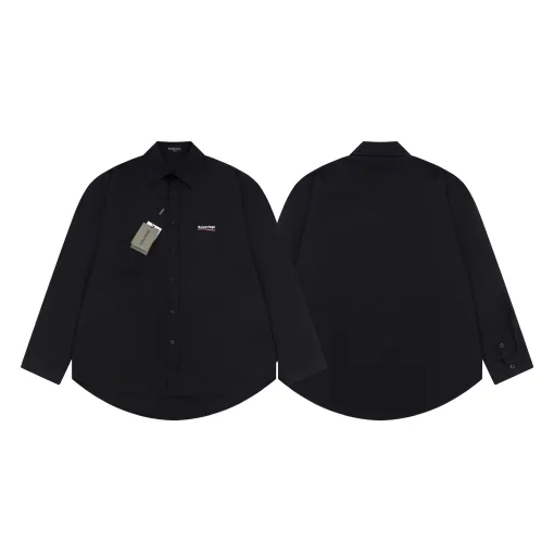 Premium Balenciaga Langarmshirt aus schwarzer Baumwolle, klassische Kollektion