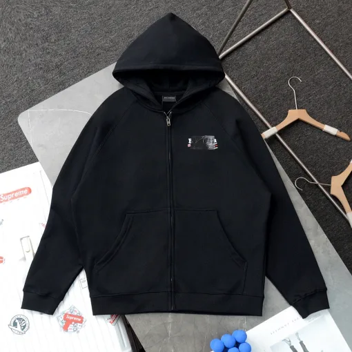 Luxus-Jacken von Balenciaga aus schwarzer Baumwollstickerei