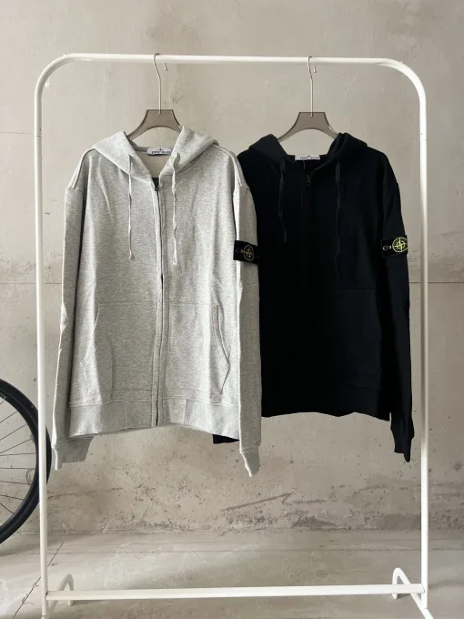 Hochwertige Stone Island Sweatshirts Graue Baumwolle Classic Collection