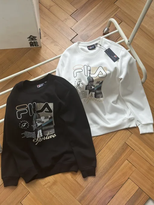 Hochwertige Fila Sweatshirts Black Cotton Print Kollektion