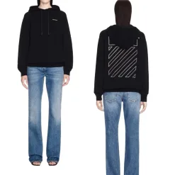Hochwertige Off-White Sweatshirts aus weißer Baumwolle mit Stickerei