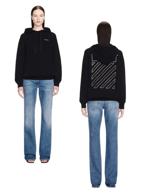 Hochwertige Off-White Sweatshirts aus weißer Baumwolle mit Stickerei