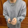 Premium Qualität Chrome Hearts Pullover Grau Leder Bestickt Luxus