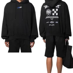 Luxus Off-White Sweatshirts Weiße Baumwolle Bestickte Kollektion