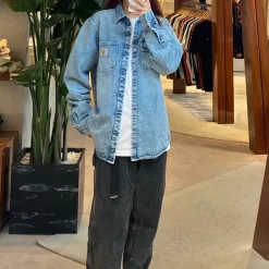 Hochwertige Carhartt-Hemden in schwarzer Denim-Klassikkollektion