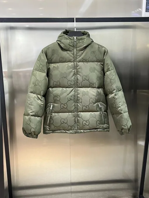 Luxus Gucci Daunenjacken Schwarz Nylon Logo Luxus