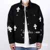 Premium Chrome Hearts Mäntel Schwarz Denim Atmungsaktiver Stil