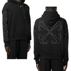 Hochwertige Off-White-Sweatshirts aus weißer Baumwolle mit Stickerei