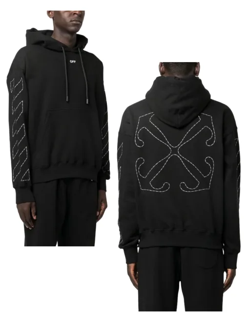 Hochwertige Off-White-Sweatshirts aus weißer Baumwolle mit Stickerei