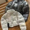 Premium Qualität Prada Daunenjacken Silber Leder Klassischer Luxus