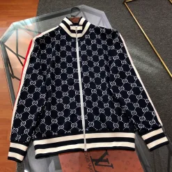 Premium Qualität Gucci Jacken Blau Baumwolle Logo Luxus