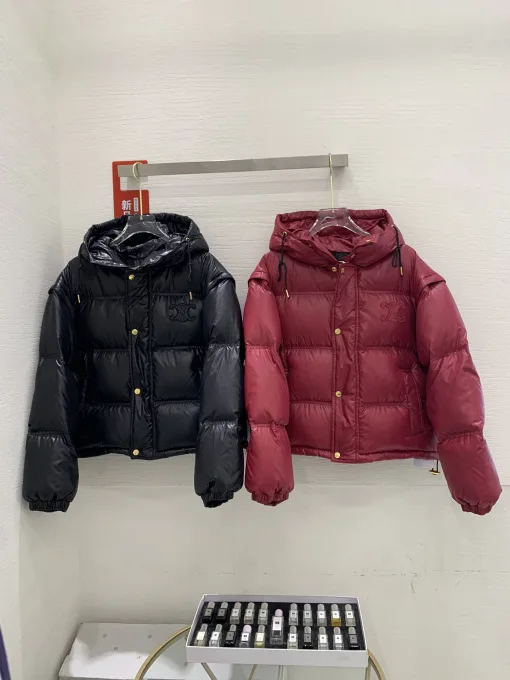 Luxuriöse Celine Daunenjacke in Rot, Streetwear-Kollektion