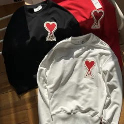 Bestseller Ami Sweatshirts Schwarz Stickerei Luxus