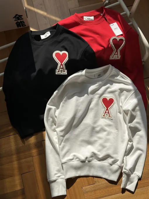 Bestseller Ami Sweatshirts Schwarz Stickerei Luxus
