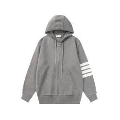 Hochwertige Thom Browne Jacken Graue Woll-Jacquard-Kollektion