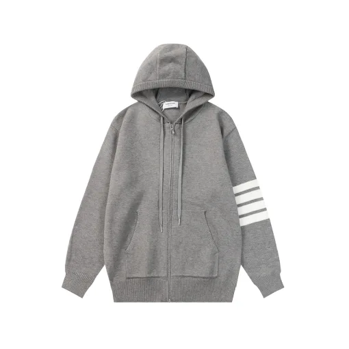 Hochwertige Thom Browne Jacken Graue Woll-Jacquard-Kollektion