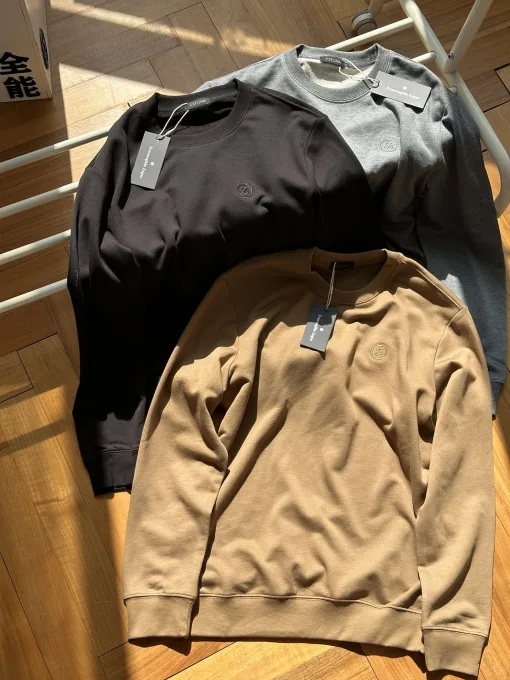 Bestseller Zegna Pullover Schwarz Wolle Logo Kollektion