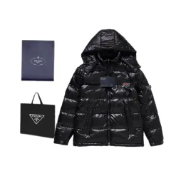 Premium Qualität Prada Daunenjacken Weiß Logo Luxus