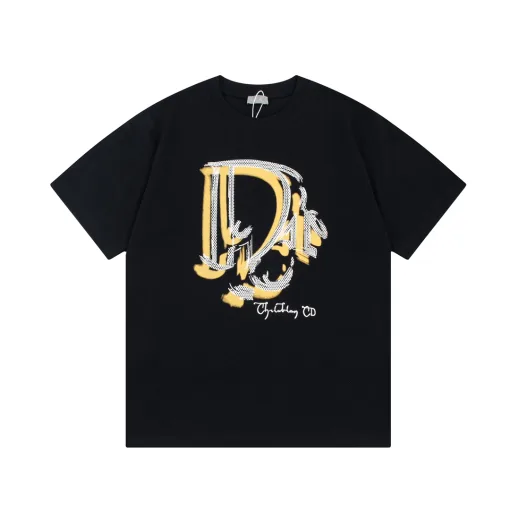 Premium Dior Kurzarm-Kollektion mit gelbem Print