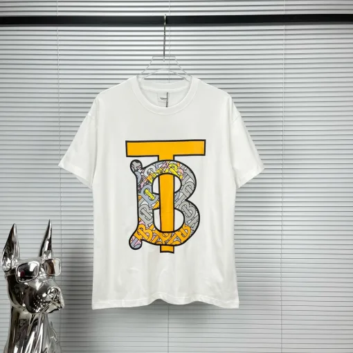 Hochwertiges Burberry Kurzarmhemd im schwarzen Logo-Stil