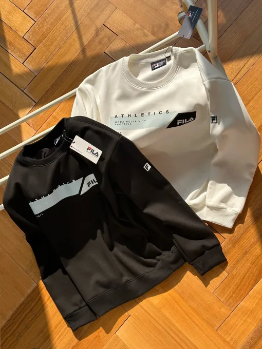 Hochwertige Fila Sweatshirts im Silber-Fleece-Print-Stil