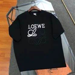 Premium Loewe Kurzarm-Kollektion aus weißer Baumwolle mit Stickerei