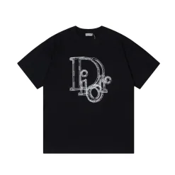 Hochwertiger Dior Kurzarm Schwarz Monogramm Luxus