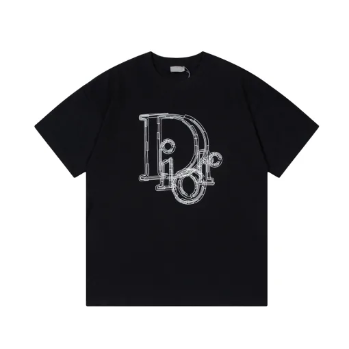 Hochwertiger Dior Kurzarm Schwarz Monogramm Luxus