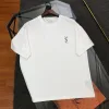 Premium Saint Laurent Kurzarm Schwarz Baumwolle Bestickt Luxus