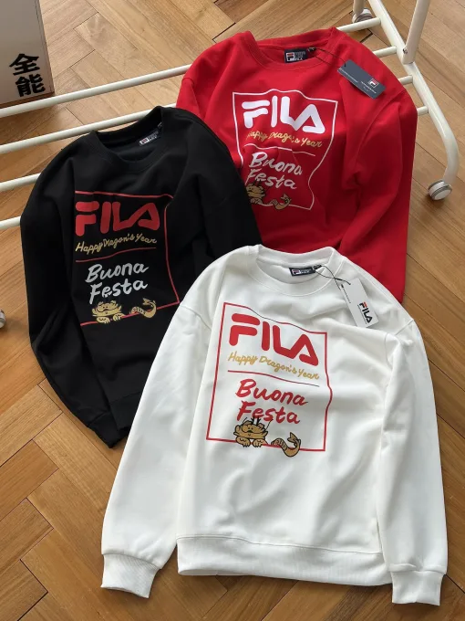 Premium Fila Sweatshirts Schwarze Baumwoll-Print-Kollektion