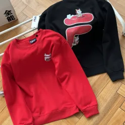 Luxuriöse Fila Sweatshirts im schwarzen Baumwolldruck-Stil