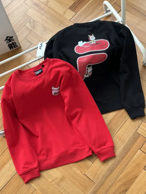 Luxuriöse Fila Sweatshirts im schwarzen Baumwolldruck-Stil