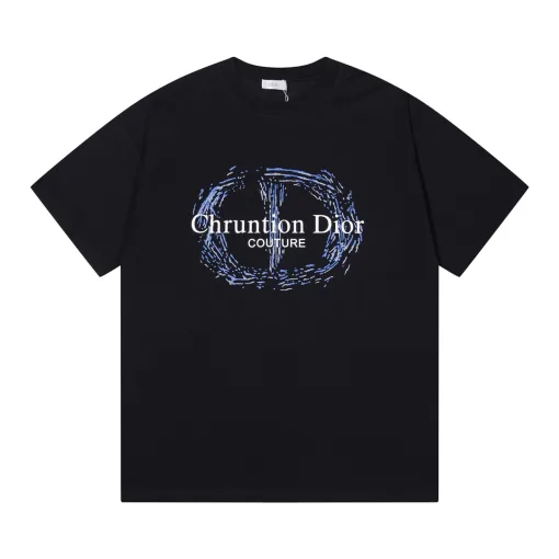 Premium Dior Kurzarm Schwarz Logo Luxus