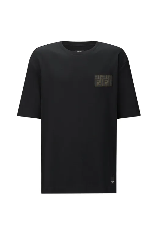 Premium Fendi Kurzarm-Leder-Logo-Stil