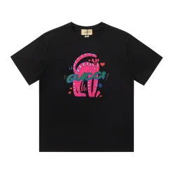 Premium Gucci Kurzarm-Schwarzdruckstil