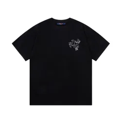 Hochwertige Louis Vuitton Kurzarm Schwarz Monogramm Luxus