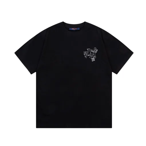 Hochwertige Louis Vuitton Kurzarm Schwarz Monogramm Luxus