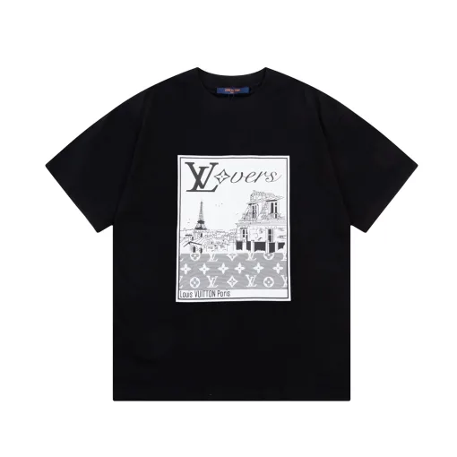 Bestseller Louis Vuitton Kurzarm Schwarz Print Style