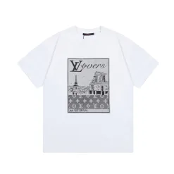 Hochwertiger Louis Vuitton Kurzarm-Stil mit weißem Druck