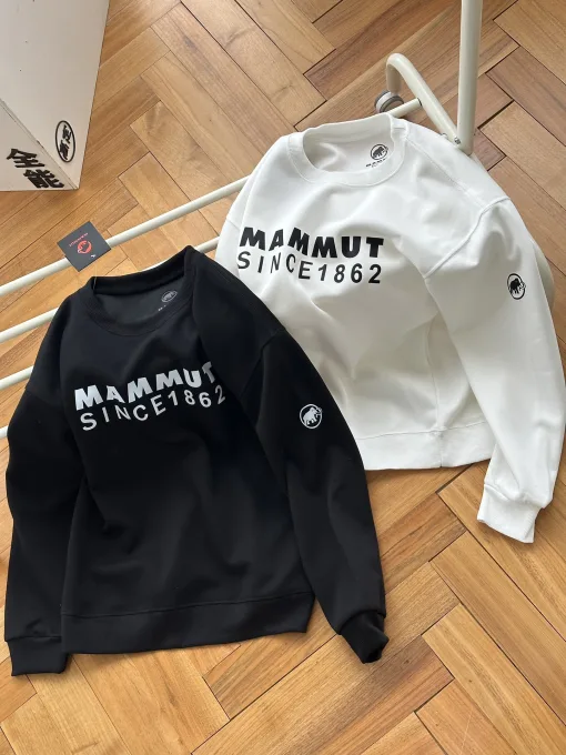 Hochwertige Mammut Sweatshirts Schwarz Baumwolle Print Style