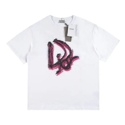 Hochwertige Dior Kurzarm-Logo-Kollektion aus schwarzer Baumwolle